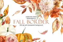 Autumn Watercolor Borders, Fall leaves Clipart PNG Product Image 1