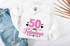 50 Fabulous Birthday Tshirt Design Script Typography Art Product Image 1