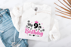 My 9th Birthday Month Tshirt Design Script Typography Art Product Image 1