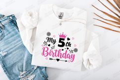 My 5th Birthday Month Tshirt Design Script Typography Art Product Image 1