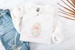 Floral Easter Egg SVG - Watercolor Pink Bow Coquette Design Product Image 3