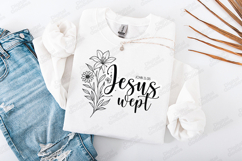 Jesus Wept Floral Quote SVG Design Christian Art Product Image 2