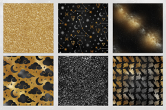16 Black &amp; Gold Pisces Zodiac Seamless Patterns Product Image 3