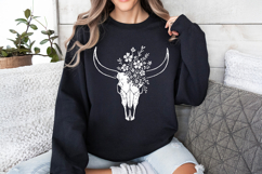 Boho Cow Skull with Wildflowers PNG Art, Western Floral Product Image 2