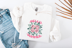 Hello Summer Pink Rose Watercolor Art - Floral Sublimation Product Image 3