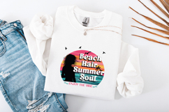 Beach Hair Summer Soul PNG - Retro Sunset Sublimation Art Product Image 1