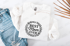 Best Mom Ever SVG - Minimalist Floral Wreath Motherhood Art Product Image 3