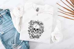 Living On Spite Skull Floral Shirt Design Product Image 3