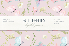 Watercolor Butterfly Digital Paper Seamless Floral Patterns Product Image 4