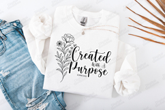 Created With A Purpose Floral Quote SVG Design Christian Art Product Image 2