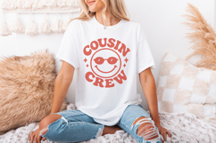 Cousin Crew PNG, Retro Smiley Face Digital Download, Family Product Image 3