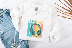 Retro Level Up Gaming SVG - Headset Gamer Sweatshirt Design Product Image 3
