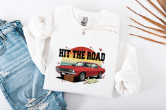 Retro Hit The Road Muscle Car Art - Vintage Travel PNG Product Image 3