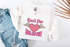 Don't Stop Believin SVG - Retro Winged Heart Valentine PNG Product Image 1