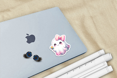 4 Scary Cute Ghost Stickers, Digital Sticker Sheets PNG Product Image 3