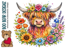Rainbow Highland Cow Clipart Product Image 1