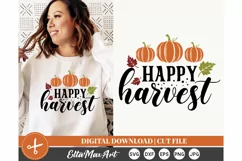 Happy harvest SVG, Autumn SVG, Fall SVG, Pumpkin SVG, Thanks Product Image 1