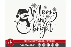 Merry and bright Svg, Christmas SVG, Winter SVG, Santa svg, Product Image 2