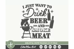 I just want to Drink Beer and Smoke meat SVG, Barbecue SVG, Product Image 2