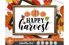 Happy harvest SVG, Autumn SVG, Fall SVG, Pumpkin SVG, Thanks Product Image 3