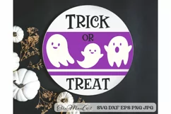 Trick or treat SVG, Halloween Round Sign SVG, Farmhouse SVG Product Image 1
