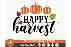 Happy harvest SVG, Autumn SVG, Fall SVG, Pumpkin SVG, Thanks Product Image 2