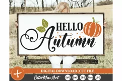 Hello autumn SVG, Autumn SVG, Fall SVG, Pumpkin SVG, PNG Product Image 1
