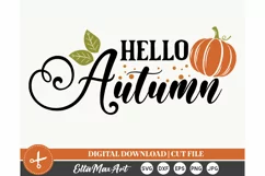 Hello autumn SVG, Autumn SVG, Fall SVG, Pumpkin SVG, PNG Product Image 2
