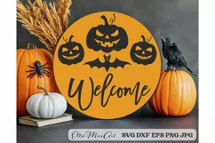 Welcome SVG, Halloween Round Sign SVG, Farmhouse Halloween Product Image 1