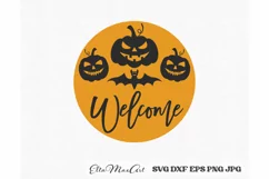 Welcome SVG, Halloween Round Sign SVG, Farmhouse Halloween Product Image 2