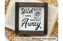 Wash your troubles away funny slogan inscription, Laundry Product Image 1