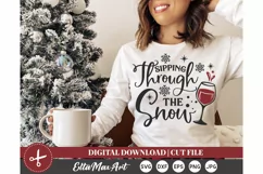 Sipping through the Snow Christmas shirt svg, Christmas SVG, Product Image 1