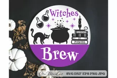 Witches Brew SVG, Halloween Round Sign SVG, Farmhouse SVG Product Image 1