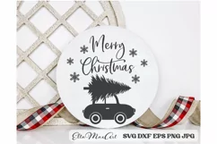 Merry Christmas SVG, Christmas Round Sign SVG, Door Hangers Product Image 4