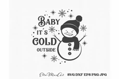 Baby its cold outside SVG, Christmas Round Sign SVG, Door Product Image 4