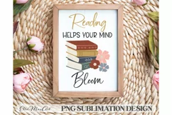 Reading helps your mind Bloom PNG, Books Lover PNG, Book PNG Product Image 2