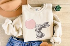 Retro Easter Bunny Blowing Bubble PNG, Funny Easter , Product Image 4