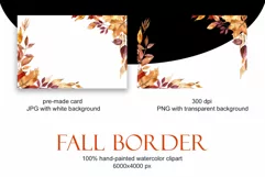 Autumn Watercolor Borders, Fall leaves Clipart PNG Product Image 2