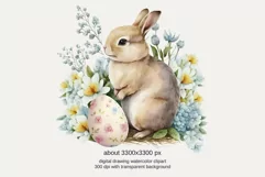 Vintage Watercolor Easter Binny Clipart PNG, Sublimation Product Image 2