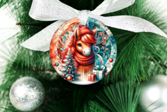 4 Christmas Red Fire Horse Round Ornaments, Xmas Sublimation Product Image 4