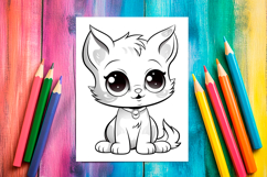 4 Kawaii Kitten Coloring Pages, Printable Designs for Kids Product Image 4