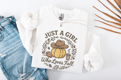 Just A Girl Who Loves Fall PNG, Pumpkin Coffee Autumn PNG, Product Image 3