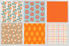 Tangerine Floral Seamless Pattern Set Product Image 4