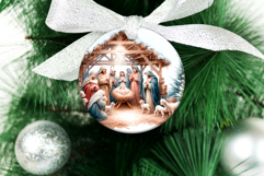 4 Nativity Round Ornaments, Xmas Sublimation PNG Product Image 4