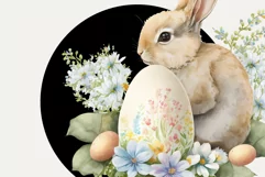 Vintage Watercolor Easter Binny Clipart PNG, Sublimation Product Image 3