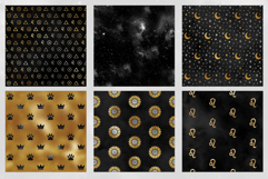 16 Black &amp; Gold Leo Zodiac Seamless Patterns Product Image 4