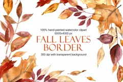 Autumn Watercolor Borders, Fall leaves Clipart PNG Product Image 1