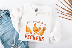 Just A Girl Who Loves Peckers PNG, Cute Chicken PNG, Funny Product Image 3