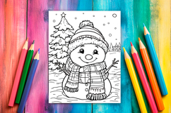 4 Cute Christmas Snowman Coloring Pages, Xmas Designs Product Image 4