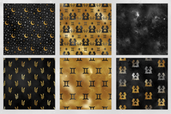 16 Black &amp; Gold Gemini Zodiac Seamless Patterns Product Image 4